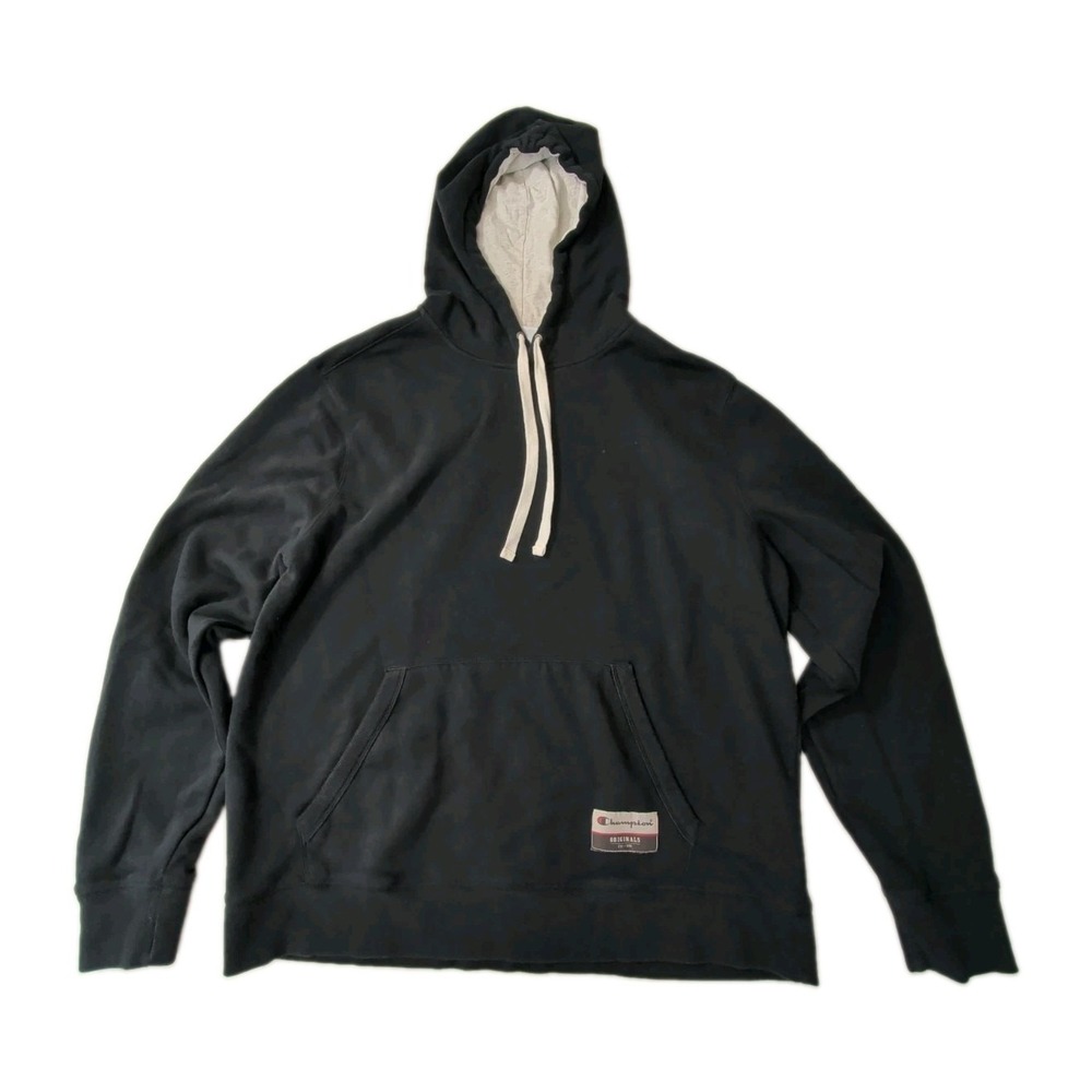 Champion Hoodie Sweatshirt Mens XL Black Pullover Fleece Lined Athletic